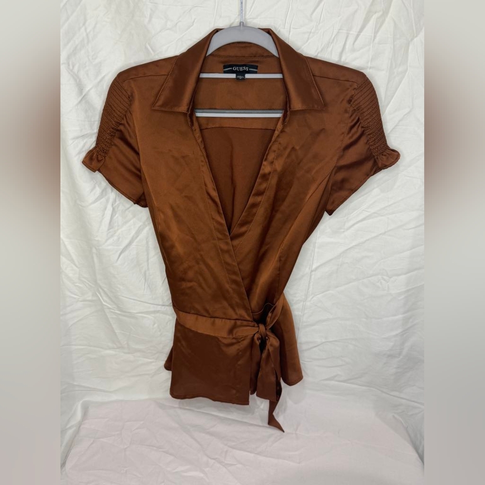 Guess Kaden Smocked Wrap Top